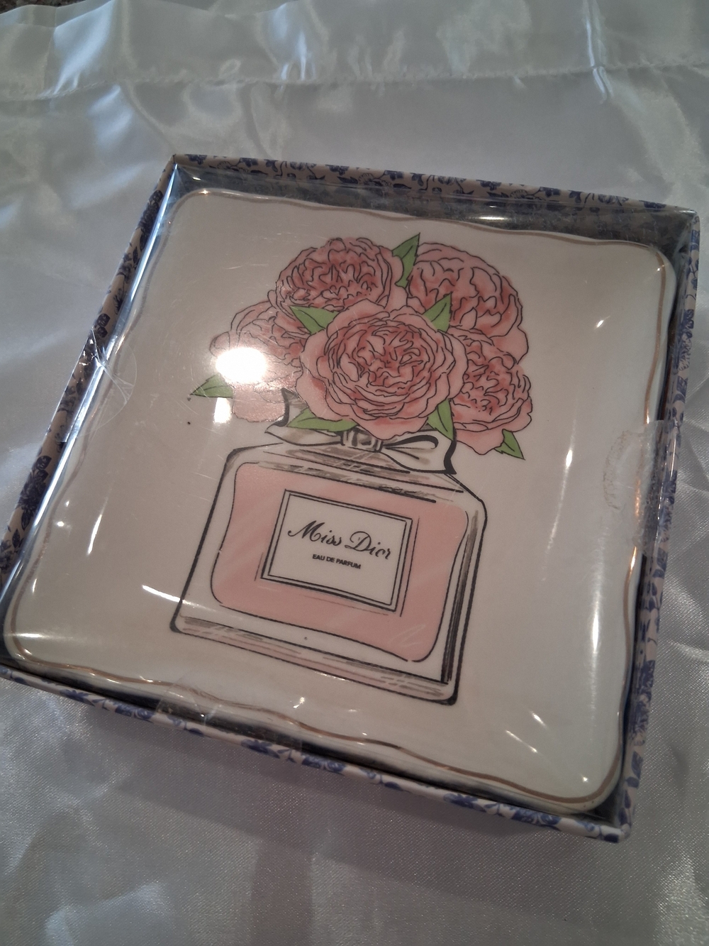 Pink Ceramic Floral Tray - Designer inspired.Brand New